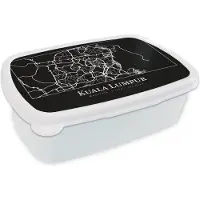 MuchoWow Broodtrommel Wit - Lunchbox - Brooddoos - Stadskaart - Kuala Lumpur - Kaart - Plattegrond - 18x12x6 cm - Volwassenen
