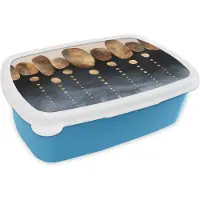 MuchoWow Broodtrommel Blauw - Lunchbox - Brooddoos - Goud - Abstract - Luxe - 18x12x6 cm - Kinderen - Jongen