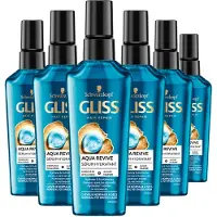 GLISS Aqua Revive Haarserum – Haarverzorging - Hydraterend – Glanzend & Zacht Haar - Droog Haar – Voordeelverpakking - 6x75 ml