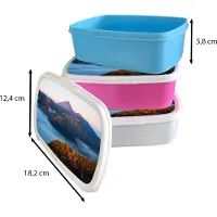 MuchoWow Broodtrommel Blauw - Lunchbox - Brooddoos - Vulkaan - Natuur - Mist - 18x12x6 cm - Kinderen - Jongen