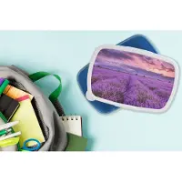 MuchoWow Broodtrommel Blauw - Lunchbox - Brooddoos - Lavendel - Paars - Bloemen - Veld - 18x12x6 cm - Kinderen - Jongen