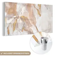 MuchoWow Glasschilderij 80x40 cm - Schilderij acrylglas - Verf - Goud - Glitter - Foto op glas - Schilderijen