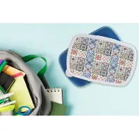 MuchoWow Broodtrommel Blauw - Lunchbox - Brooddoos - Design - Bloemen - Oranje - Blauw - Abstract - 18x12x6 cm - Kinderen - Jongen