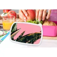 MuchoWow Broodtrommel Roze - Lunchbox - Brooddoos - Planten - Bladeren - Vrouwentong - Roze - Tropisch - 18x12x6 cm - Kinderen - Meisje