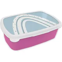MuchoWow Broodtrommel Roze - Lunchbox - Brooddoos - Regenboog - Abstract - Pastel - 18x12x6 cm - Kinderen - Meisje
