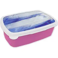 MuchoWow Broodtrommel Roze - Lunchbox - Brooddoos - Verf - Design - Blauw - 18x12x6 cm - Kinderen - Meisje