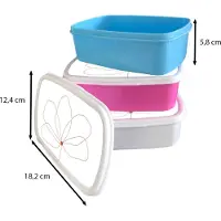 MuchoWow Broodtrommel Wit - Lunchbox - Brooddoos - Bloem - Line art - Natuur - 18x12x6 cm - Volwassenen