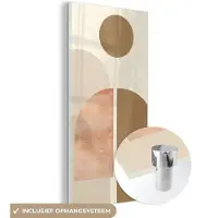 MuchoWow Glasschilderij 40x80 cm - Schilderij acrylglas - Roze - Bruin - Design - Foto op glas - Schilderijen