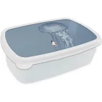 MuchoWow Broodtrommel Wit - Lunchbox - Brooddoos - Kinderen - Kwal - Zeedieren - Vintage - 18x12x6 cm - Volwassenen