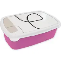 MuchoWow Broodtrommel Roze - Lunchbox - Brooddoos - Abstract - Pastel - Minimalisme - 18x12x6 cm - Kinderen - Meisje