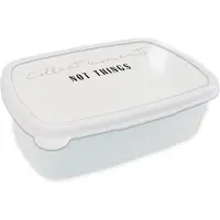 MuchoWow Broodtrommel Wit - Lunchbox - Brooddoos - Tekst - Collect moments not things - Quotes - 18x12x6 cm - Volwassenen