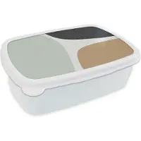 MuchoWow Broodtrommel Wit - Lunchbox - Brooddoos - Pastel - Minimalisme - Design - 18x12x6 cm - Volwassenen