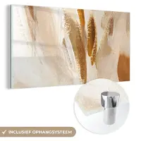 MuchoWow Glasschilderij 80x40 cm - Schilderij acrylglas - Verf - Bruin - Beige - Foto op glas - Schilderijen