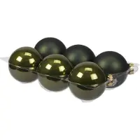 Othmar decorations 6x stuks glazen kerstballen donker olijfgroen (pine) 8 cm mat/glans - Kerstbal