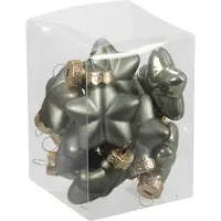 Othmar decorations Bellatio decorations Kerstballen - 12x - groen - sterren - glas - Kersthangers
