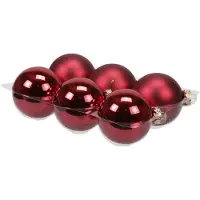 Othmar decorations Kerstballen - 6 stuks - rood - glas - 8 cm - Kerstbal