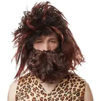 Dressforfun - Herenpruik mens uit het stenen tijdperk - verkleedkleding kostuum halloween verkleden feestkleding carnavalskleding carnaval feestkledij partykleding - 301121