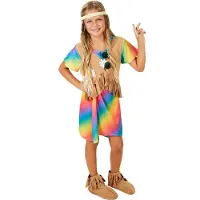 Dressforfun - Meisjeskostuum bloemenkind 128 (7-8y) - verkleedkleding kostuum halloween verkleden feestkleding carnavalskleding carnaval feestkledij partykleding - 300901