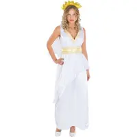 TecTake Dressforfun - Vrouwenkostuum Echtgenote Caesar - Lang Kleed met Brokaatborduur, Ceintuur en Haartooi in Laurierlook – Maat L