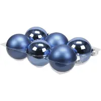 Othmar decorations 6x stuks glazen kerstballen blauw (basic) 8 cm mat/glans - Kerstbal