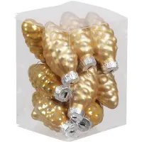 Othmar decorations Kersthangers dennenappels - 12x st - saffraan oranje - 6 cm - glas - Kersthangers