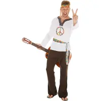 Dressforfun herenkostuum hippie Jimmy L - verkleedkleding kostuum halloween verkleden feestkleding carnavalskleding carnaval feestkledij partykleding - 300954
