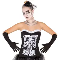 Dressforfun - vrouwenkostuum sexy Skelett-Lady M - verkleedkleding kostuum halloween verkleden feestkleding carnavalskleding carnaval feestkledij partykleding - 300114