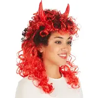 TecTake dressforfun - Pruik duivel lang haar - verkleedkleding kostuum halloween verkleden feestkleding carnavalskleding carnaval feestkledij partykleding - 300727