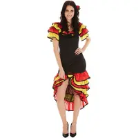 TecTake dressforfun - vrouwenkostuum flamencodanseres Maria Carmen S - verkleedkleding kostuum halloween verkleden feestkleding carnavalskleding carnaval feestkledij partykleding - 300636