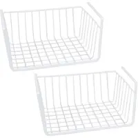 Gerimport 2x Stuks opberg/opruim hangmandje/kastmandje wit 37 cm van ijzer - Opbergmanden