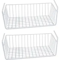 Gerimport 2x Stuks opberg/opruim hangmandje/kastmandje wit 30 cm van ijzer - Opbergmanden