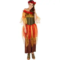 Dressforfun - Vrouwenkostuum herfstfee L - verkleedkleding kostuum halloween verkleden feestkleding carnavalskleding carnaval feestkledij partykleding - 301152