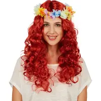 TecTake dressforfun - Vrouwenpruik krullen Hawaii - verkleedkleding kostuum halloween verkleden feestkleding carnavalskleding carnaval feestkledij partykleding - 301113