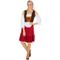 Dressforfun - Vrouwenkostuum middeleeuwen meid L - verkleedkleding kostuum halloween verkleden feestkleding carnavalskleding carnaval feestkledij partykleding - 301192