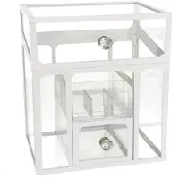 Gerimport Make-up organizer/opberger 6-vaks met deksel 18 x 13 cm van glas - Make-up dozen