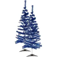 Krist+ 2x stuks kleine ijsblauwe kerstbomen van 120 cm - Kunstkerstboom