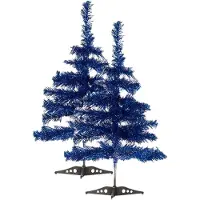 Krist+ 2x stuks kleine ijsblauwe kerstbomen van 60 cm - Kunstkerstboom