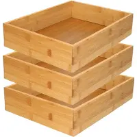 Gerimport 3x stuks kast/lade/make-up sorteer organizer bamboe hout bakje 32 x 24 x 7 cm - Make-up dozen
