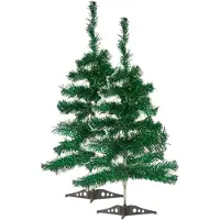 Krist+ 2x stuks kleine glitter groene kerstbomen van 60 cm - Kunstkerstboom