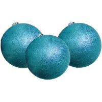 Gerimport 6x stuks kerstballen ijsblauw glitters kunststof 8 cm - Kerstbal