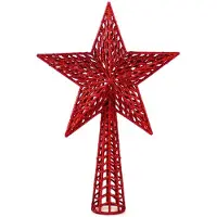 Gerimport Kunststof kerstboom ster piek rood 36 cm - Kerstpieken - kerstboompieken