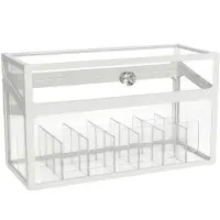 Gerimport Make-up organizer/opberger 14-vaks met deksel 24 x 10 cm van glas - Make-up dozen