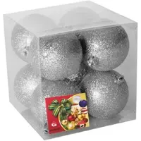 Gerimport Kerstballen - 8x st - zilver - glitters - 7 cm - kunststof - Kerstbal