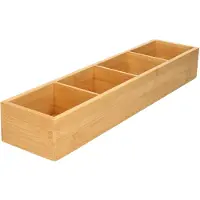 Gerimport Make-up/pennen sorteer organizer 4-vaks bakje 44 x 10 x 6.5 cm bamboe - Make-up dozen
