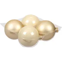 Othmar decorations Kerstballen - 4x - champagne - glas - 10 cm - mat/glans - Kerstbal