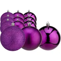 Krist+ kerstballen - 12x st - paars - kunststof - 7 cm - glitter-mat-glans - Kerstbal