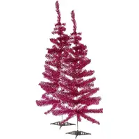 Krist+ 2x stuks kleine fuchsia roze kerstbomen van 120 cm - Kunstkerstboom
