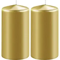 Enlightening Candles 2x Kaarsen metallic goud 6 x 8 cm 27 branduren sfeerkaarsen - Stompkaarsen