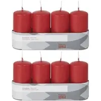 Trend Candles 8x Kaarsen rood 5 x 10 cm 18 branduren sfeerkaarsen - Stompkaarsen