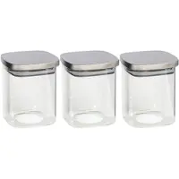 Gerimport 3x stuks voedsel/etenswaren bewaren voorraadpot 1100 ml glas met RVS deksel - Voorraadpot
